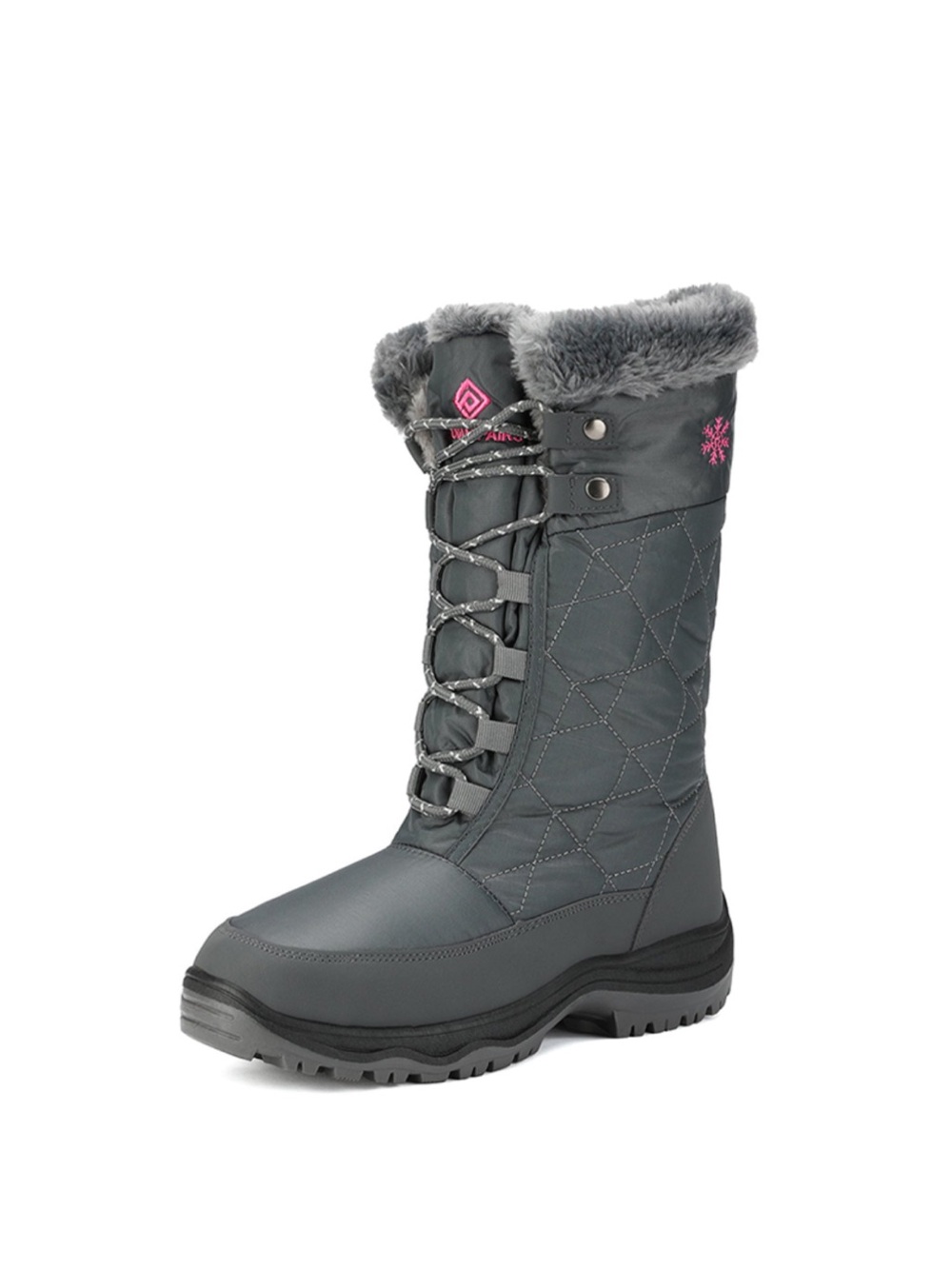 NWT Dream Pairs Grey Goose Faux Fur Mid Calf Snow Boots Non Slip SZ 7